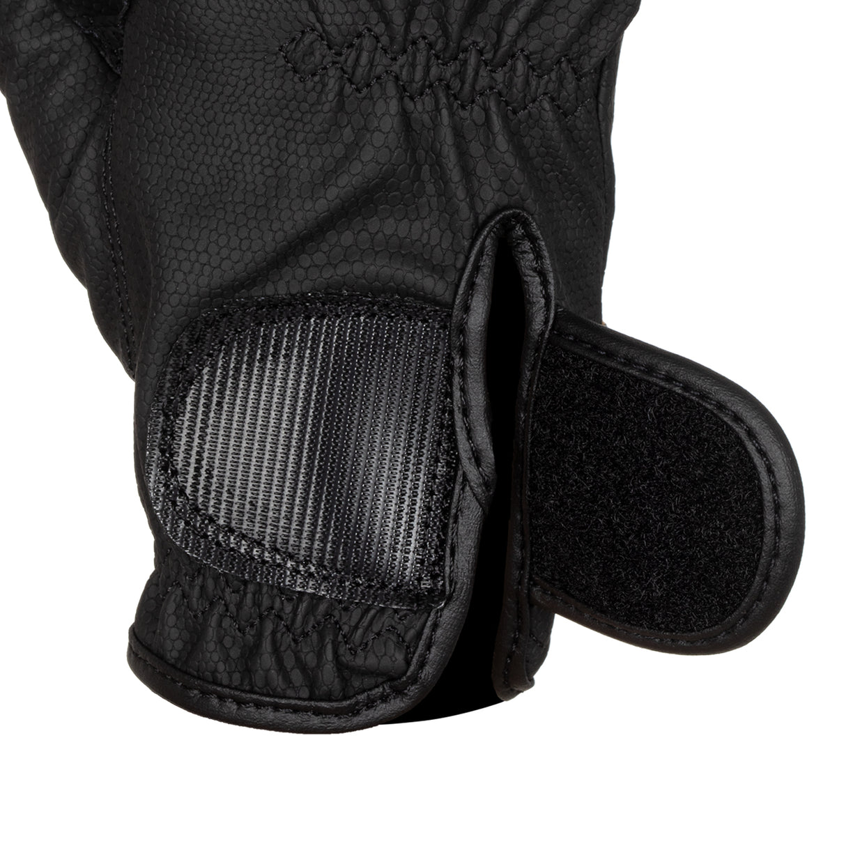 Equestro Unisex Gloves In Soft Synthetic Leather With Velcro Fastening #colour_black