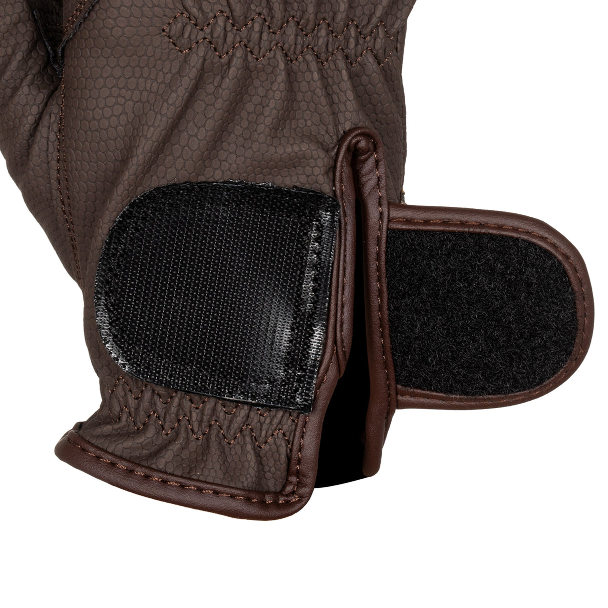 Equestro Unisex Gloves In Soft Synthetic Leather With Velcro Fastening #colour_brown
