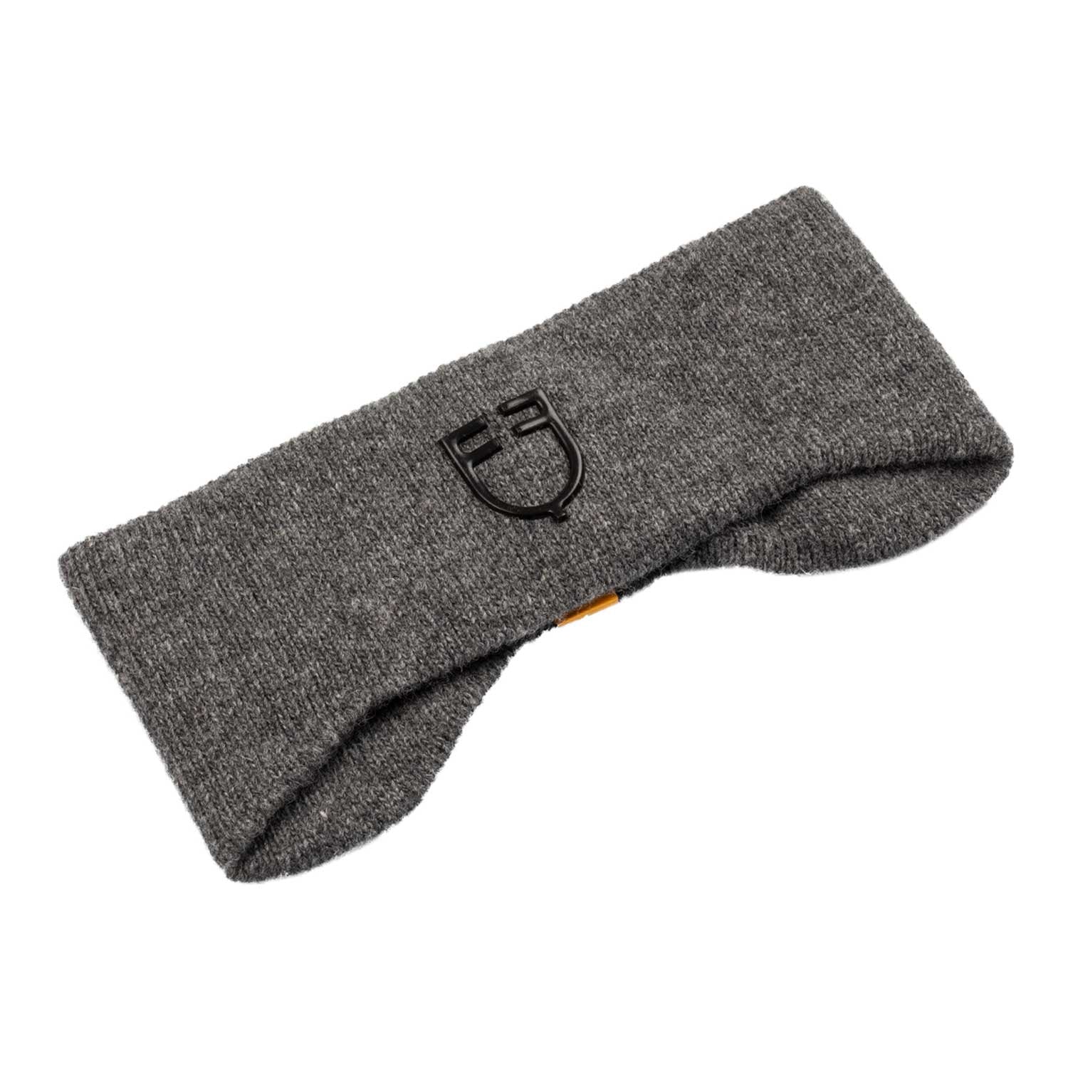 Equestro Unisex Ribbed Wool Earmuff Headband With Logo #colour_grey