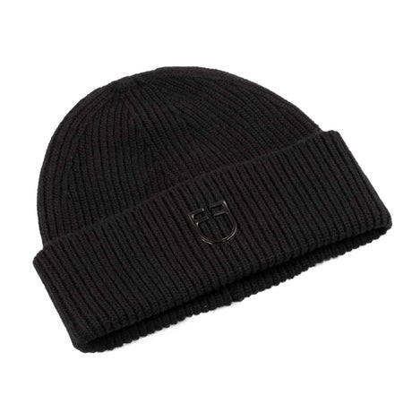 Equestro Unisex Knitted Texture Wool Beanie #colour_black