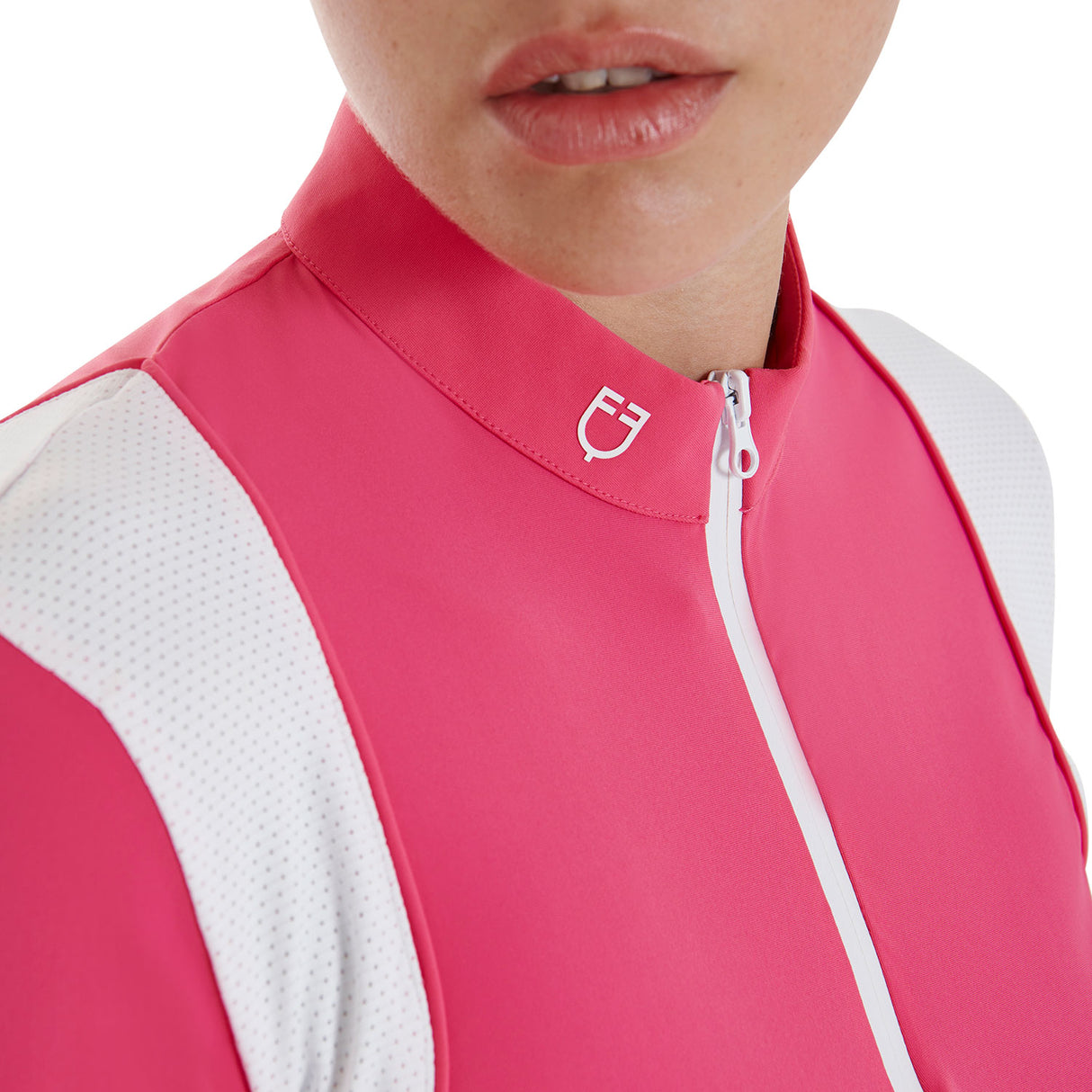 Equestro Women's Slim Fit Training Polo Shirt with Mesh Inserts #colour_fucsia