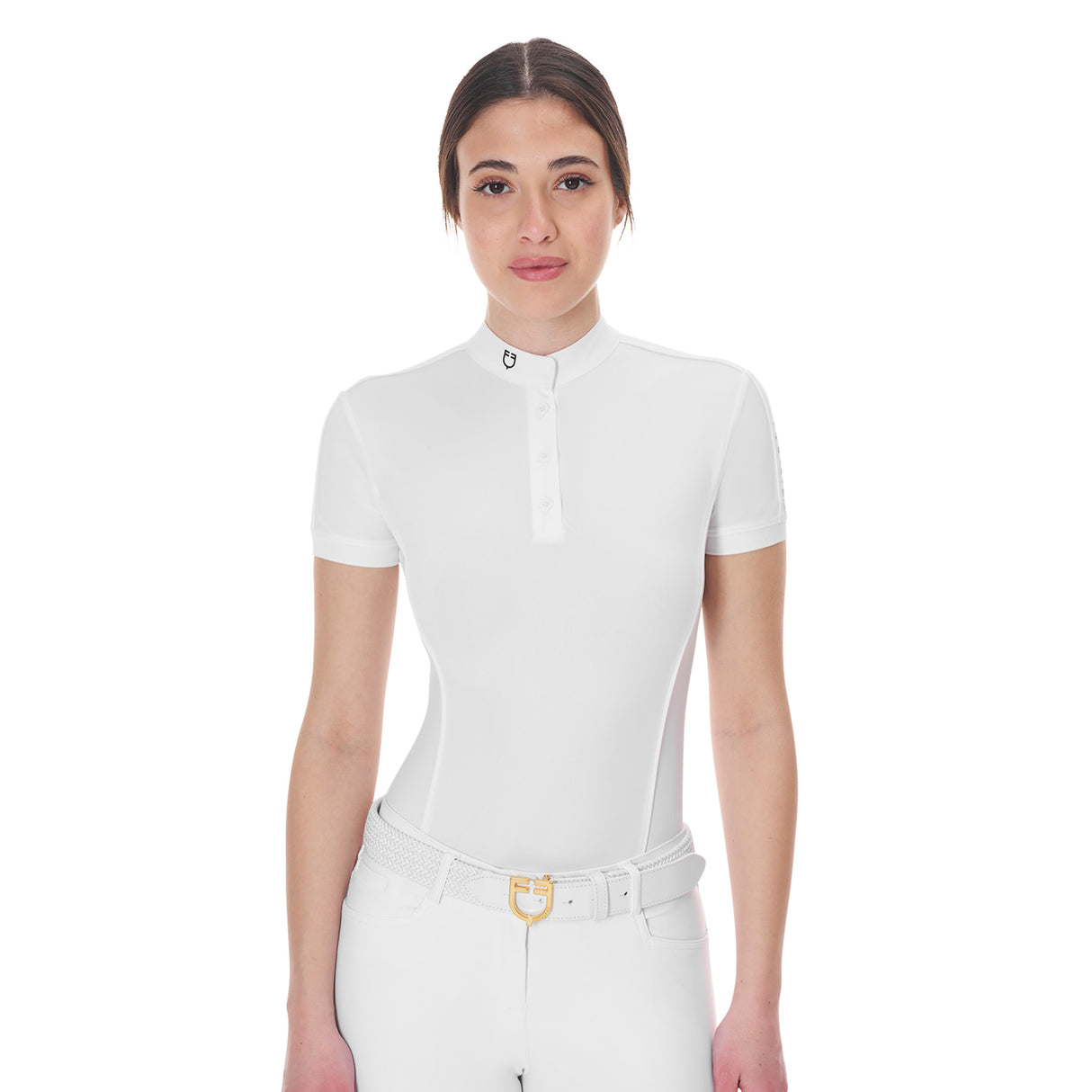 Equestro Women's Competition Body Polo Shirt #colour_white