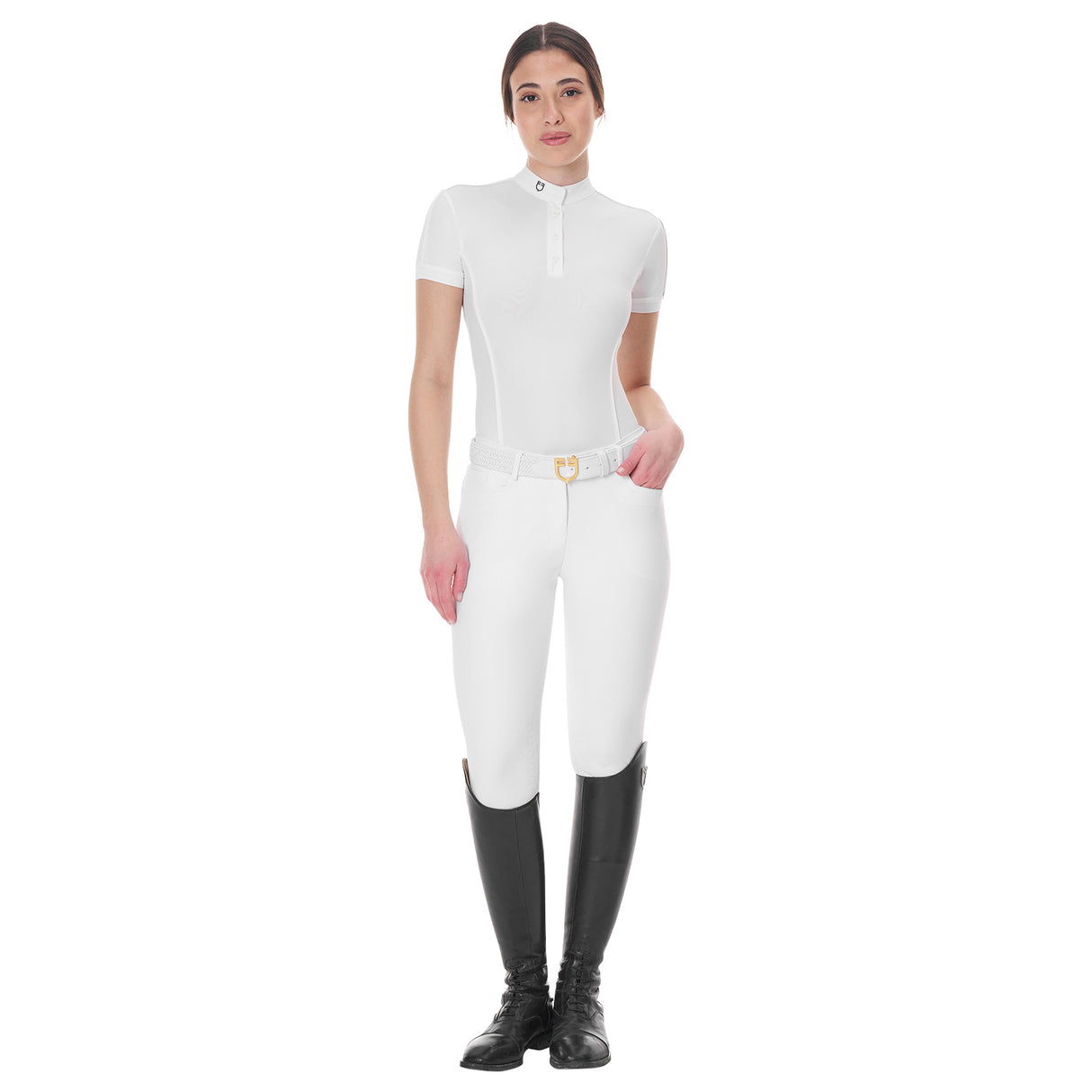 Equestro Women's Competition Body Polo Shirt #colour_white