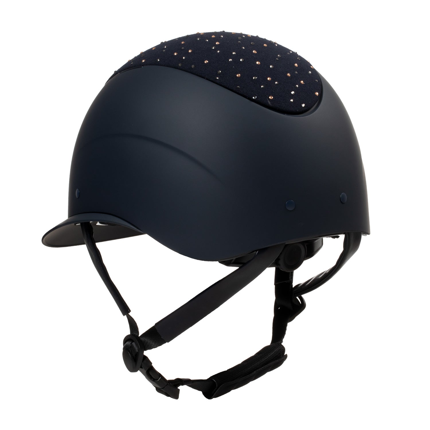 Equestro Matt Helmet With Wide Visor And Rhinestone Logo Homologation En 1384-2023 #colour_blue