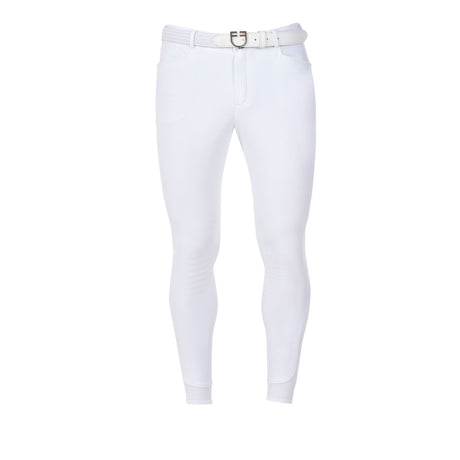 Equestro Men's Full Grip Breeches Equestro X Fise #colour_white