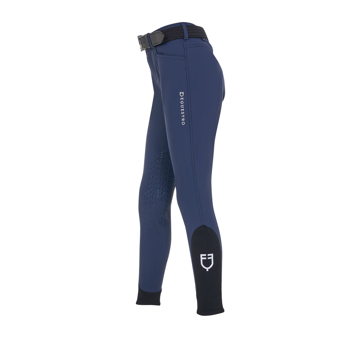 Equestro Kids' Unisex Knee Grip Breeches Equestro X Fise #colour_blue