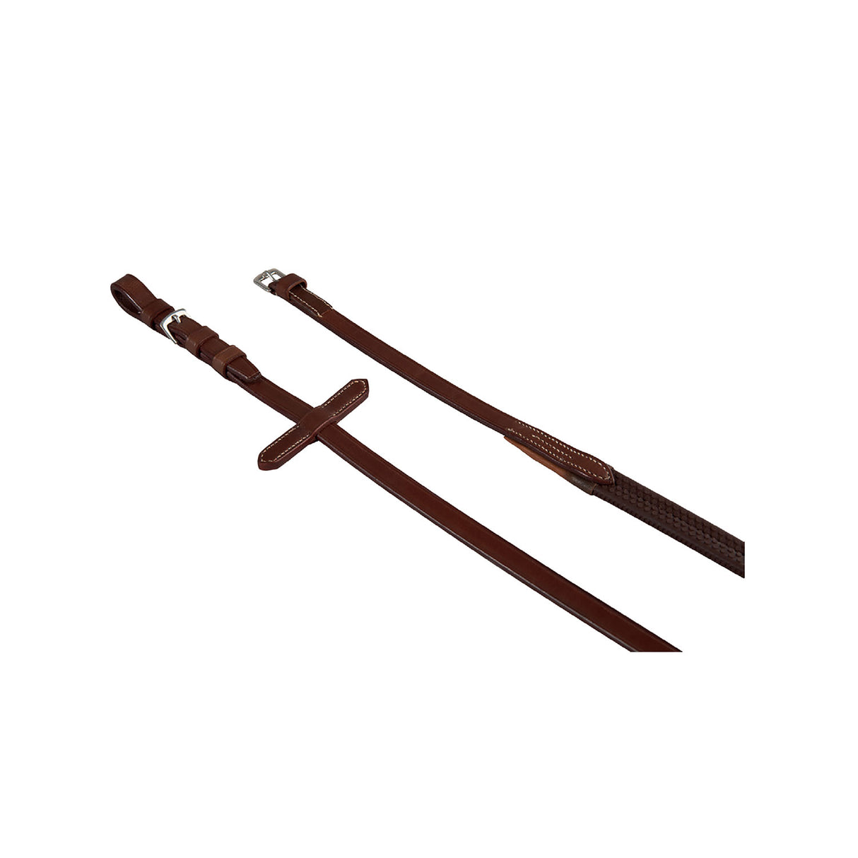 Equestro Leather And Rubber Reins With Stainless Steel Buckles