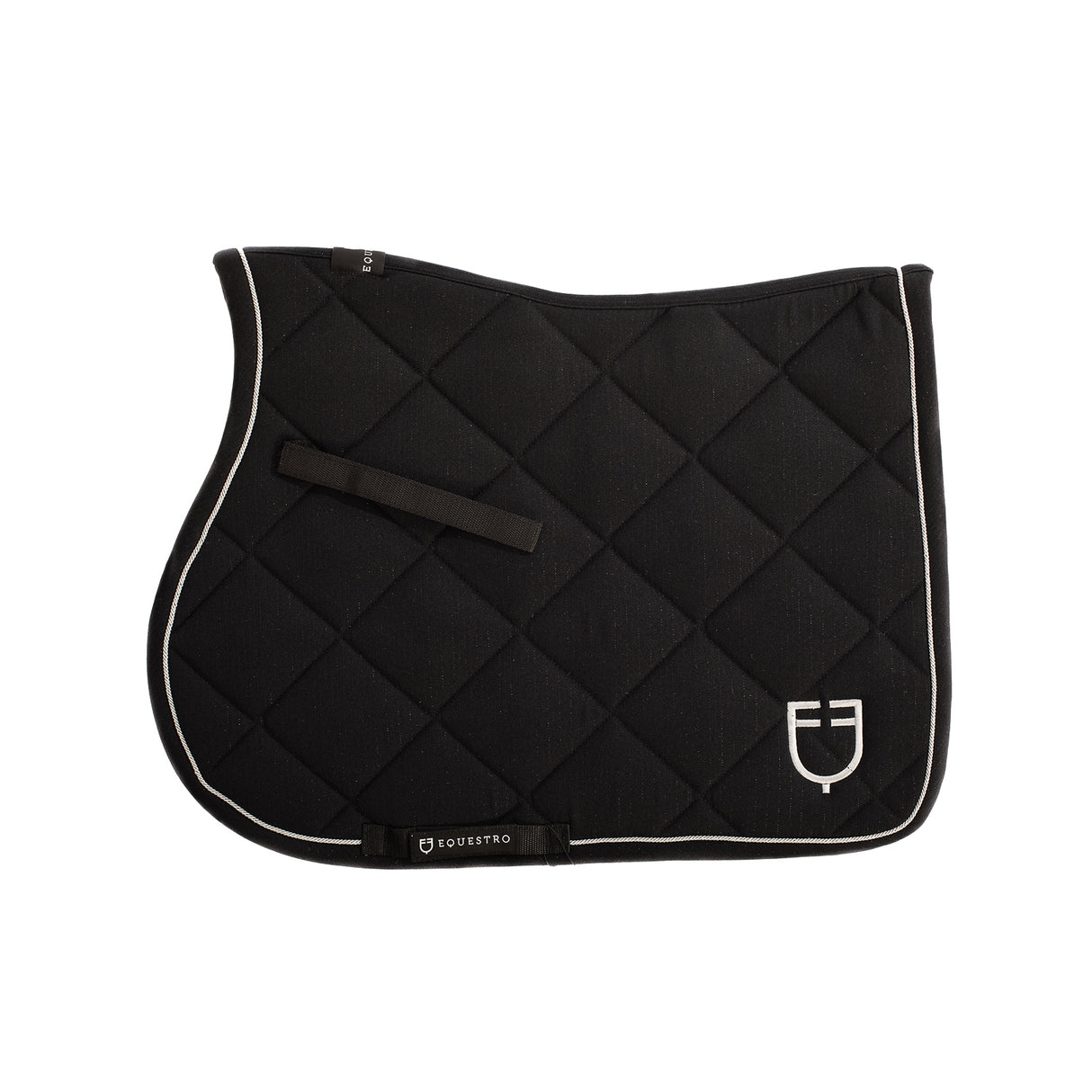 Equestro Jumping Saddle Pad In Cotton With Trimmings With Logo #colour_black
