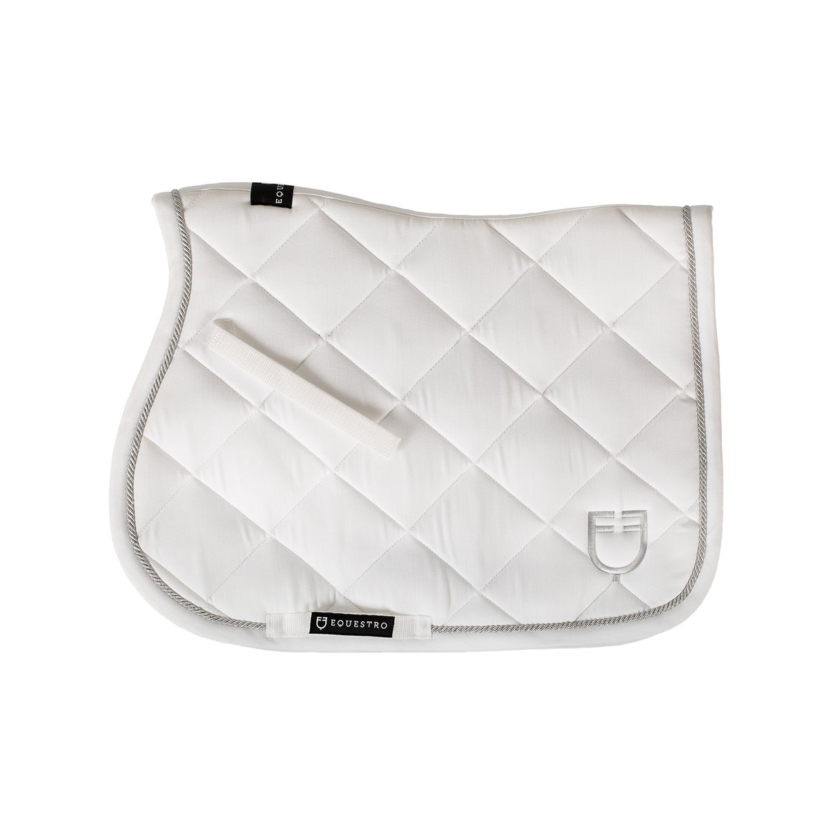 Equestro Jumping Saddle Pad In Cotton With Trimmings With Logo #colour_white