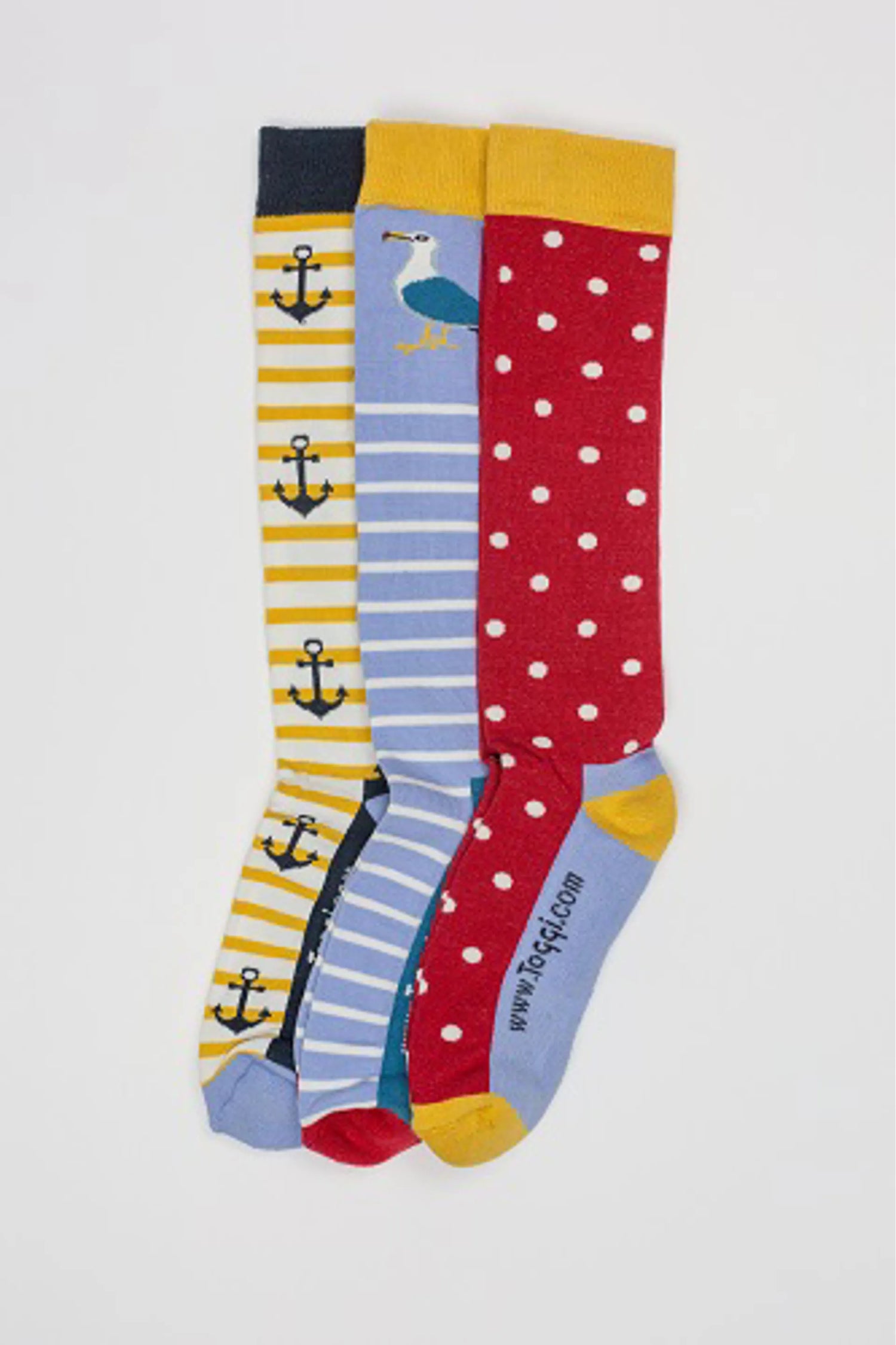 Toggi Ladies Nautical Socks 3 Pack #colour_yellow-red-blue