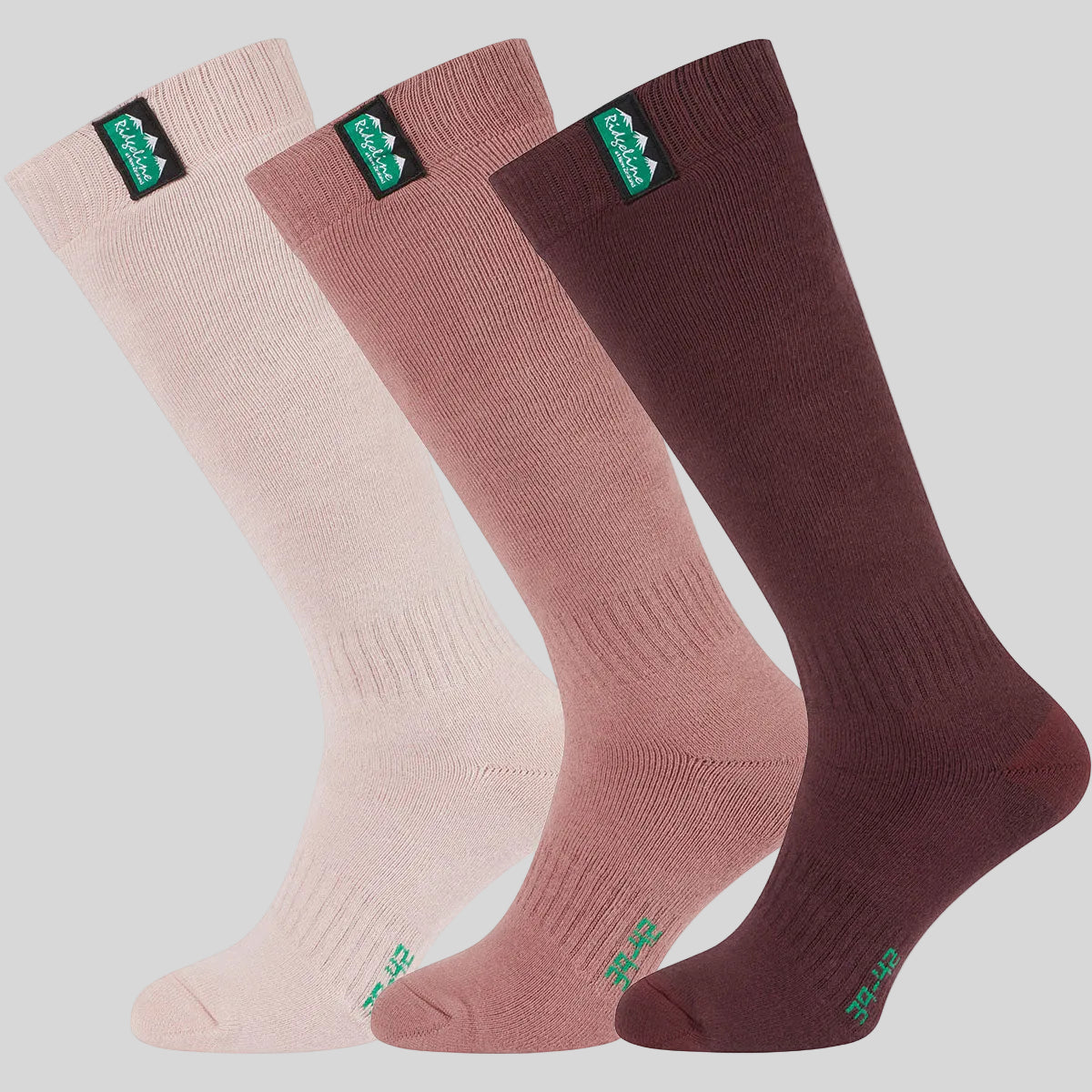 Cotton Work Socks Oxblood Multi (3 pack) - Full Length