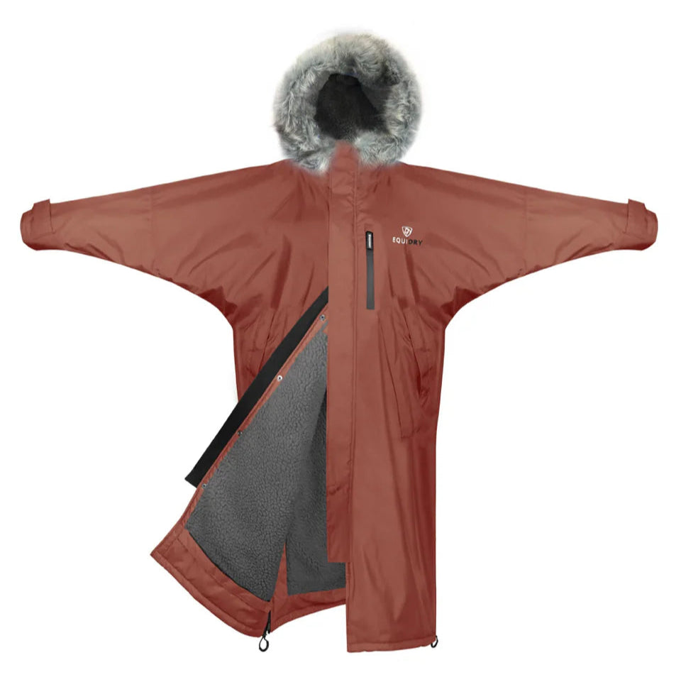 EQUIDRY Women's Thick Fleece Evolution Faux Fur Hood #colour_chestnut