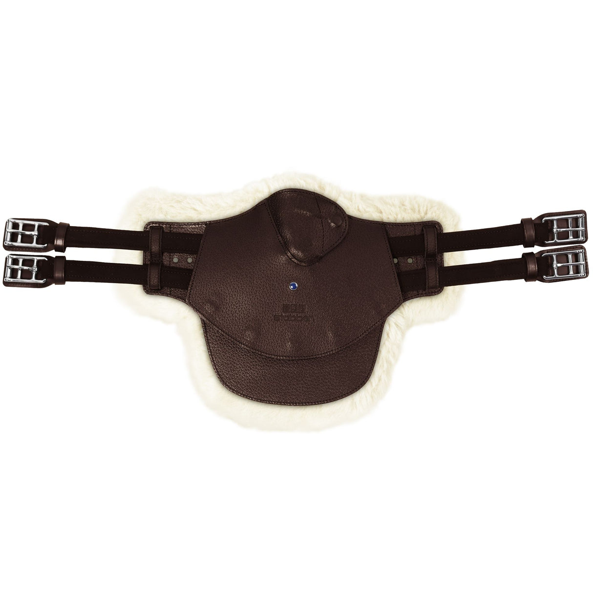 Stubben Equi-Soft® Belly Stud Girth with Cover - Ebony #colour_lambskin-ecru-white
