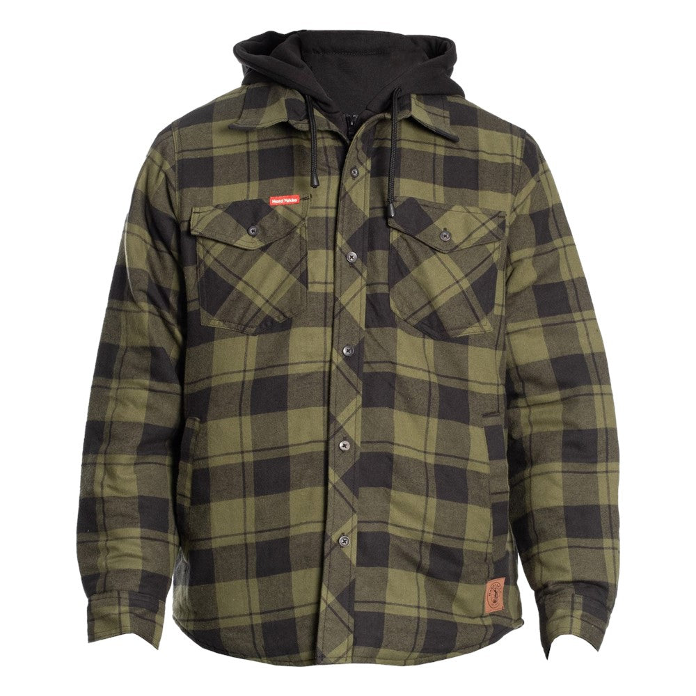 Hard Yakka Quilted Flannel Shacket #colour_fern