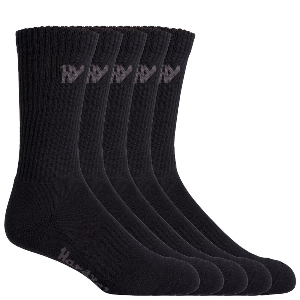 Hard Yakka Crew Five Pack Worksock #colour_black