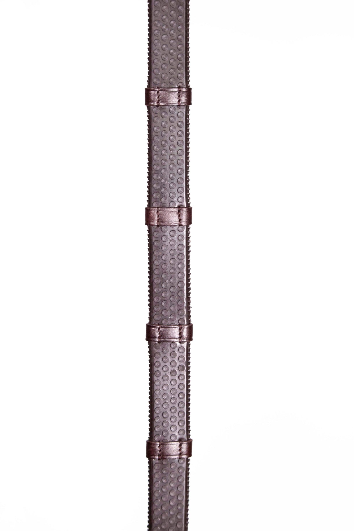 Henry James Large Pimple Hybrid Rubber Reins With Leather Stoppers #colour_havana-brown