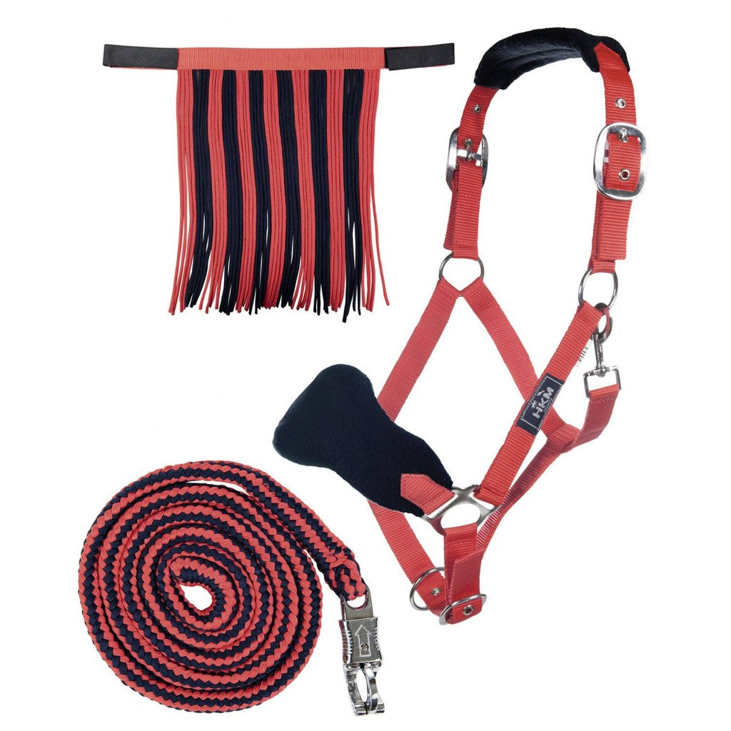HKM Head Collar & Lead Rope with Panic Hook & Fly Fringe