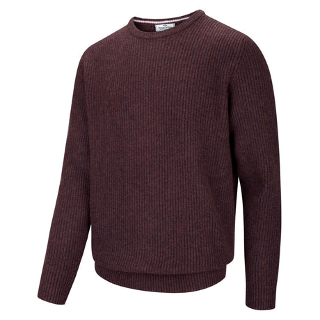 Hoggs of Fife Borders Men's Ribbed Knit Jumper #colour_redwood