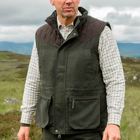 Hoggs of Fife Kincraig Men's Field Waistcoat #colour_olive-green