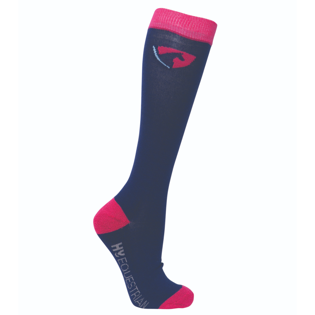 Hy Equestrian DynaForce Socks - Pack of 3 #colour_raspberry-navy