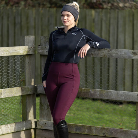 Woof Wear Ladies Winter Full Seat Riding Tights #colour_plum