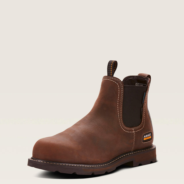 Ariat Men's Groundbreaker Chelsea EN ISO Waterproof Steel Toe Work Boot #colour_brown