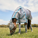 Weatherbeeta Comfitec Hexi Shield Dual Fly Mask #colour_silver-teal-blue