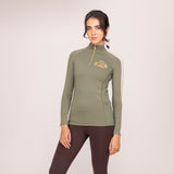 Shires Aubrion Ladies Team Long Sleeve Base Layer #colour_moss