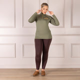 Shires Aubrion Ladies Team Long Sleeve Base Layer #colour_moss