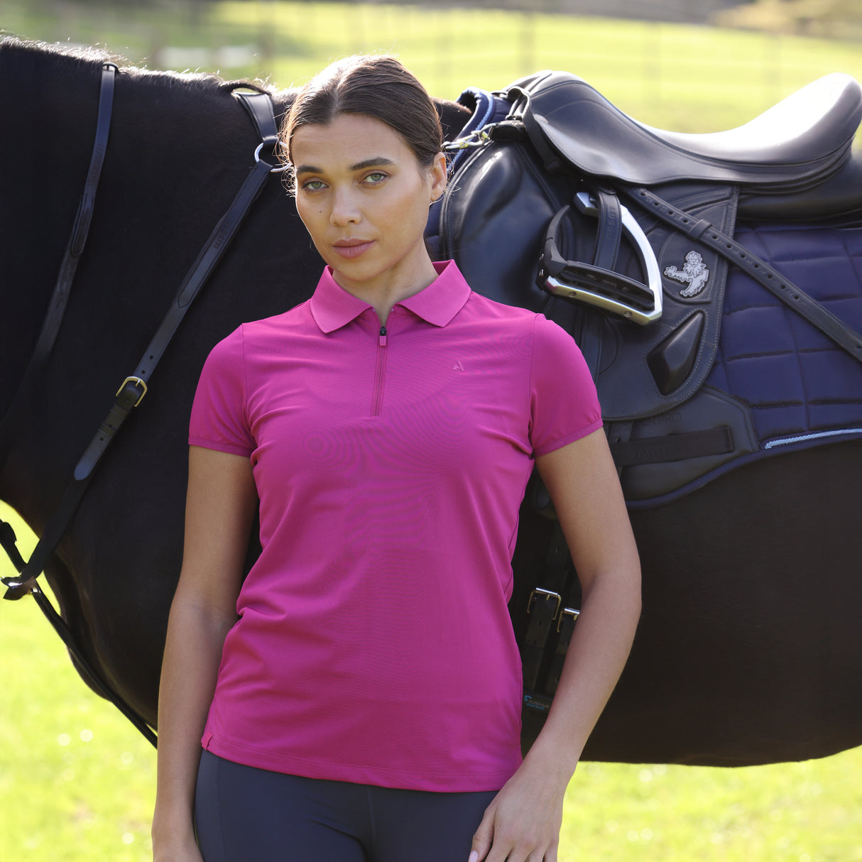 Shires Aubrion Ladies React Tech Polo #colour_fuchsia