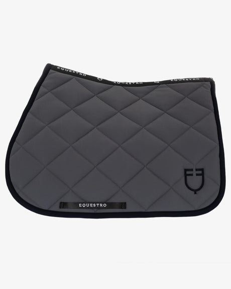 Jumping saddle pad with embroidered logo black line edition - ASPHALT