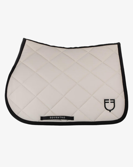Jumping saddle pad with embroidered logo black line edition - BEIGE