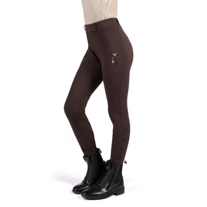 HKM Children's Silicone Full Seat Riding Leggings -Mia- #colour_dark-brown