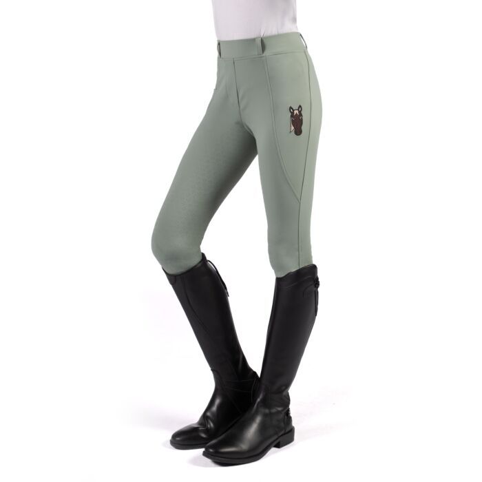 HKM Children's Silicone Full Seat Riding Leggings -Mia- #colour_sage