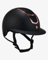 Equestro Helmet With Rhinestones And Wide Visor Homologation En 1384-2023 #colour_black-gold