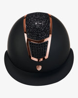 Equestro Helmet With Rhinestones And Wide Visor Homologation En 1384-2023 #colour_black-gold