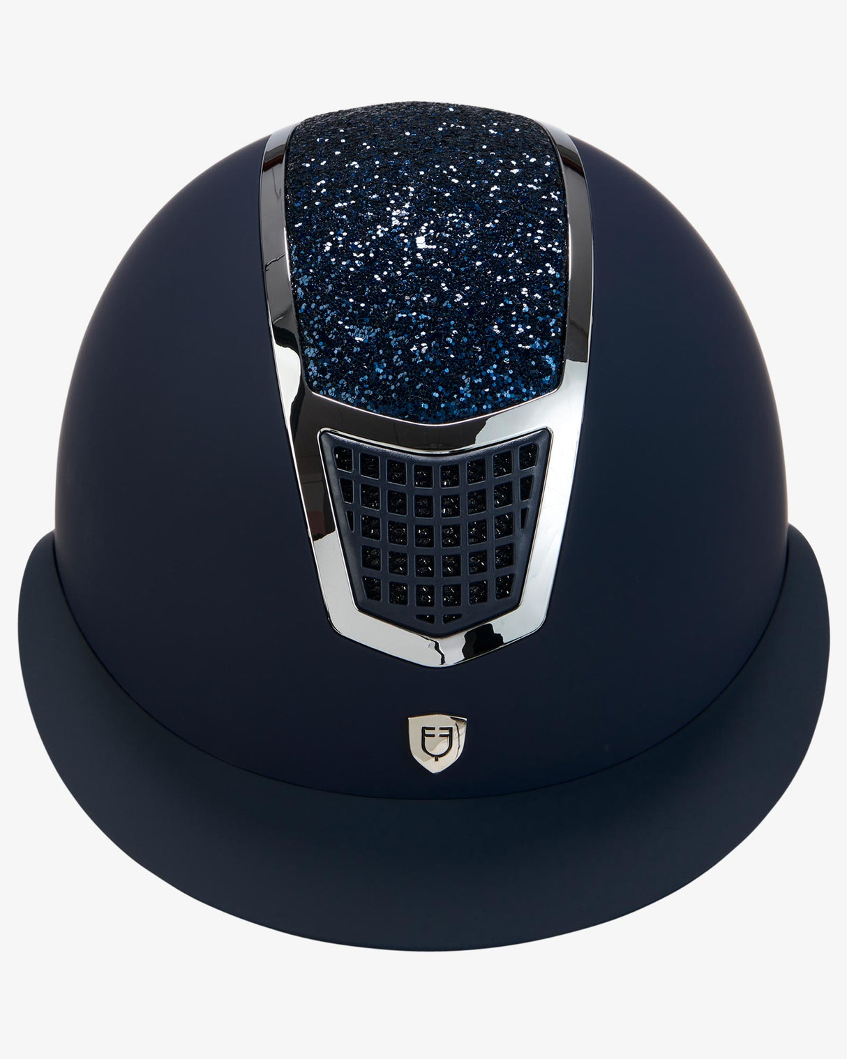 Equestro Helmet With Rhinestones And Wide Visor Homologation En 1384-2023 #colour_blue-silver