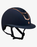 Equestro Helmet With Rhinestones And Wide Visor Homologation En 1384-2023 #colour_blue-gold