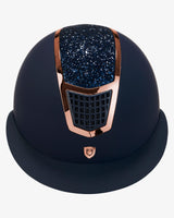 Equestro Helmet With Rhinestones And Wide Visor Homologation En 1384-2023 #colour_blue-gold