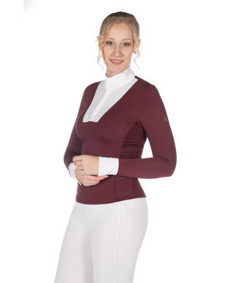 HKM Women's Long Sleeve Competition Shirt -Virginia- #colour_bordeaux