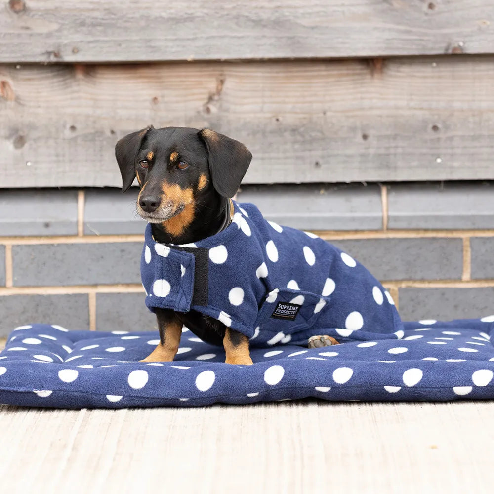 Supreme Products Dotty Fleece Dog Coat #colour_noble-navy