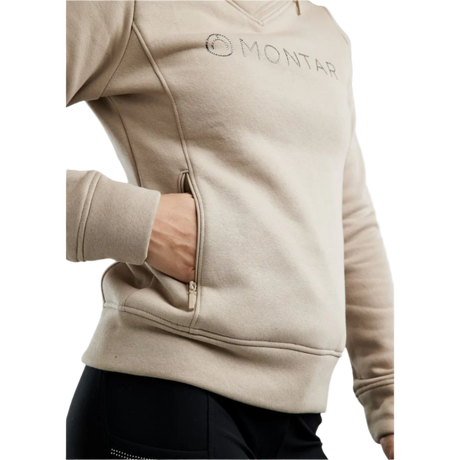 Montar MoNaja High Collar Sweatshirt with Gun Metal Crystal Logo #colour_light-silver-grey