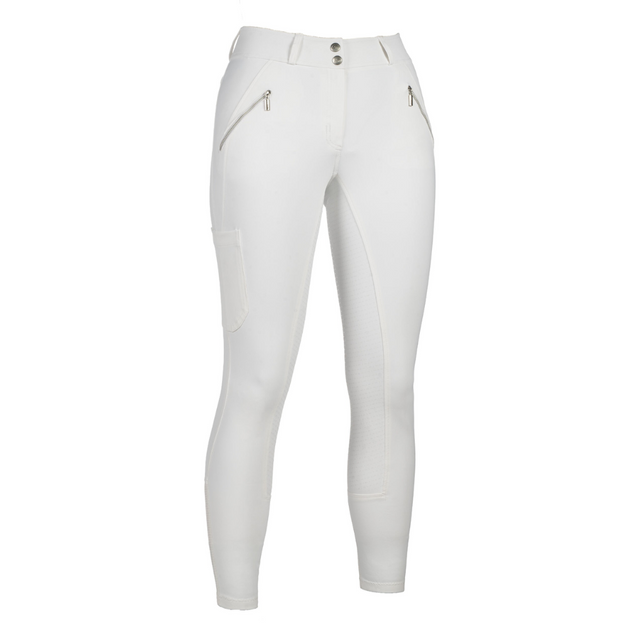 HKM Children's Silicone Full Seat Riding Breeches -Lia High Waist- #colour_white