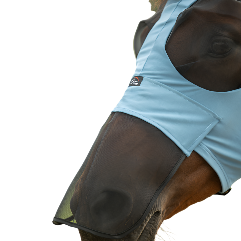 HKM Anti-Fly Mask -Elastic- with Nose #colour_smokey-blue