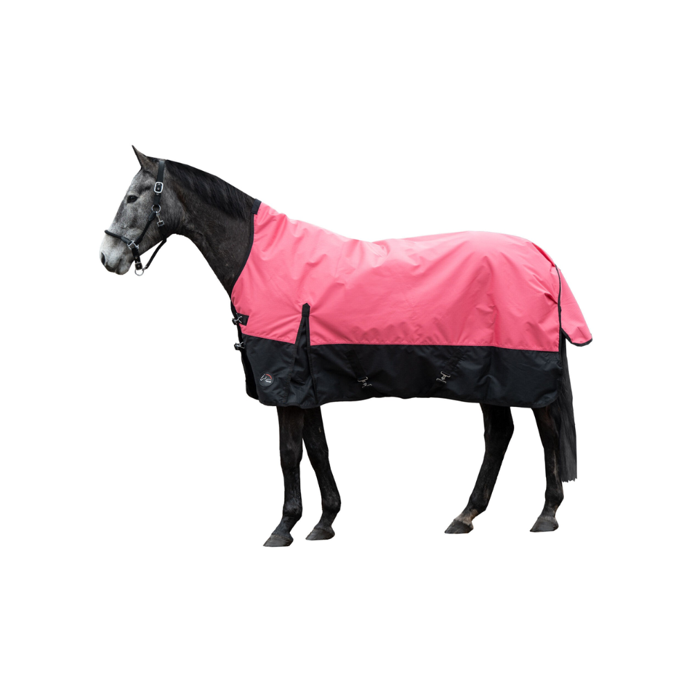 HKM 600D Fleece Lined Highneck Rug -Norwich- #colour_coral-black