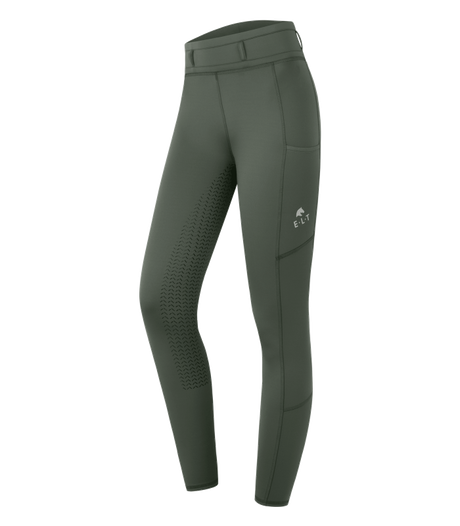 E.L.T Ella Ladies Riding Thermal Leggings #colour_dark-olive