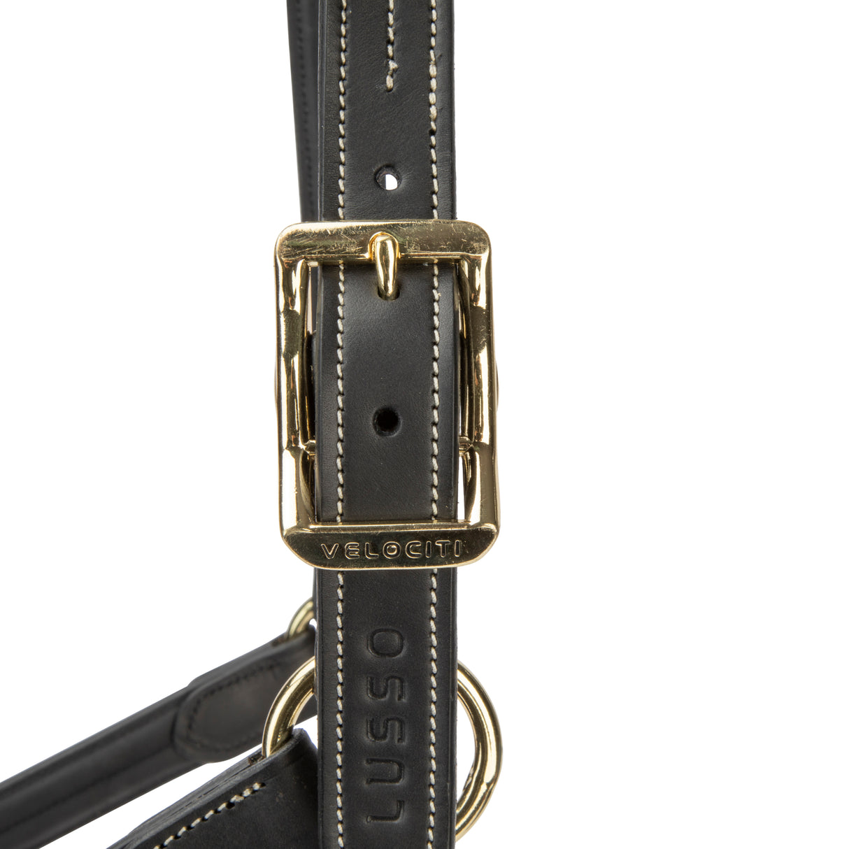 Shires Velociti Lusso Girona Leather Headcollar #colour_black