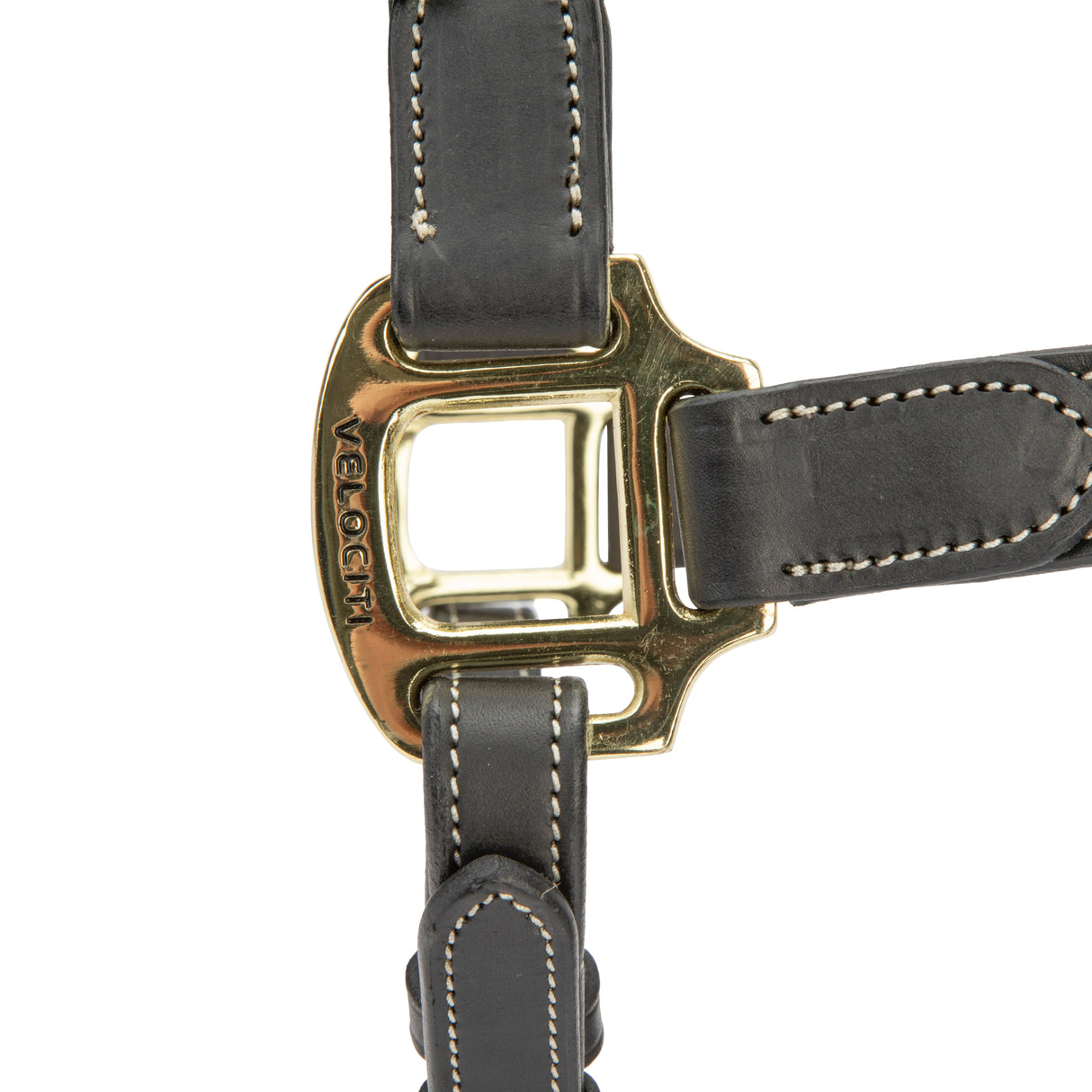 Shires Velociti Lusso Girona Leather Headcollar #colour_black