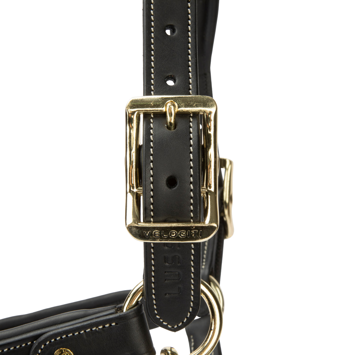 Shires Velociti Lusso Lorca Leather Headcollar #colour_black