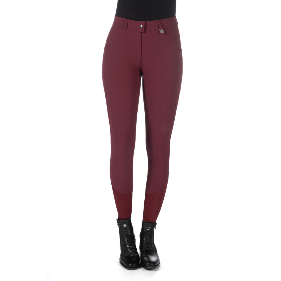 HKM Women's Silicone Full Seat Breeches -Livigno- #colour_bordeaux